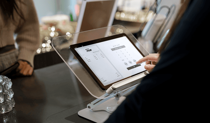 android 태블릿으로 결제하는 화면